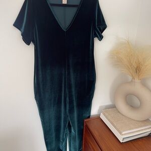 Smash + Tess Velvet Jumpsuit in Deep Teal